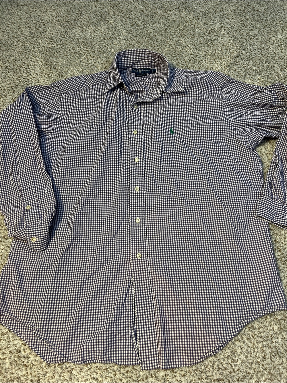 Ralph Lauren Purple and White Gingham Button-Down Shirt